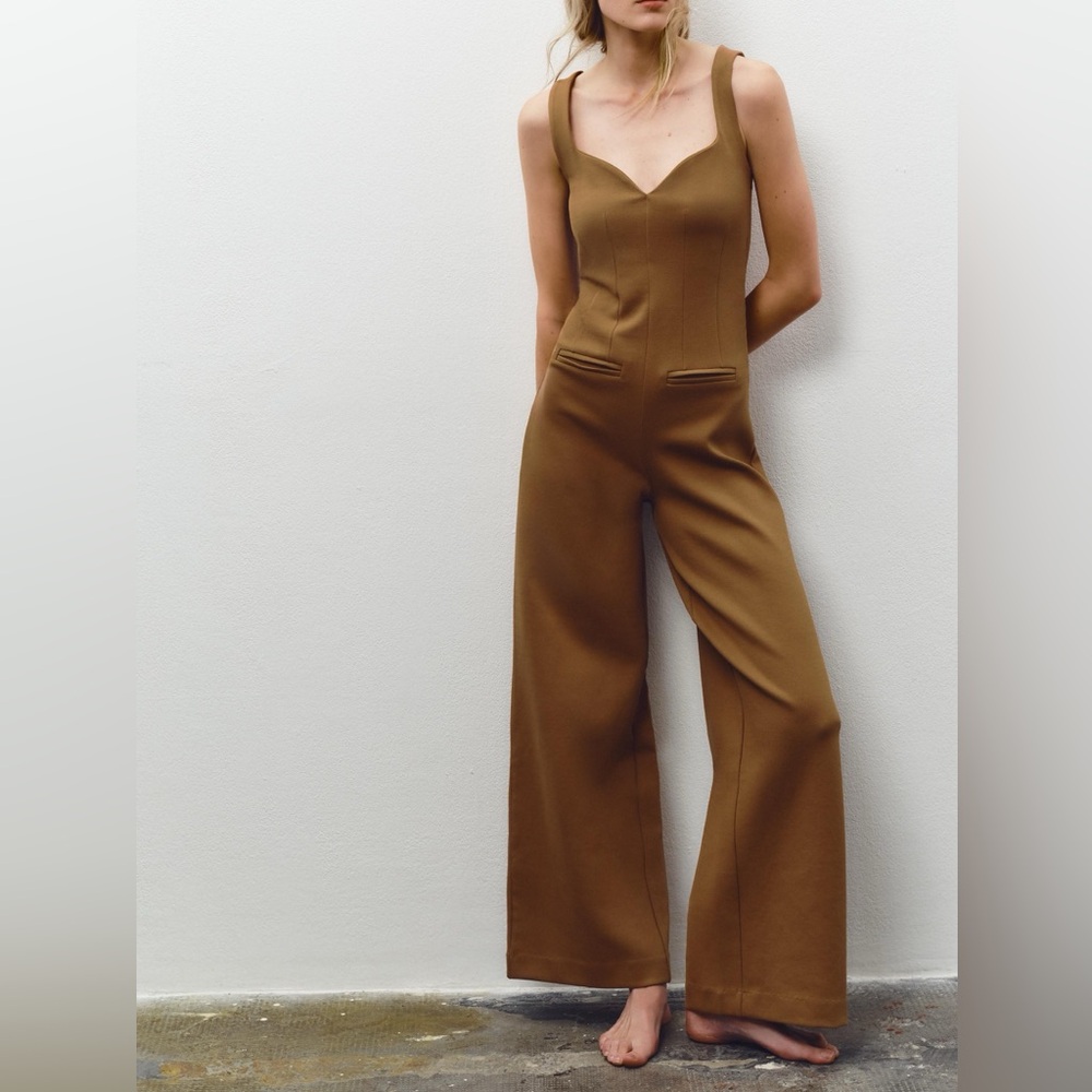 Zara INTERLOCK LONG JUMPSUIT